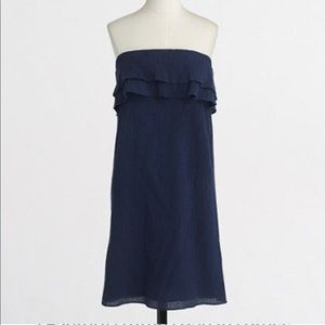 J. Crew Factory Ruffle Gauze Dress Navy